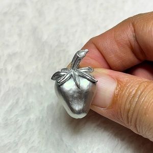 Silver tone strawberry brooch